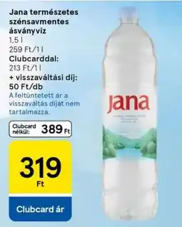 Tesco Jana természetes szénsavmentes ásványvíz ajánlat