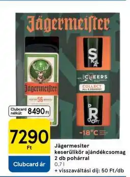 Tesco Jägermeister keserűlikőr ajándékcsomag 2 db pohárral ajánlat