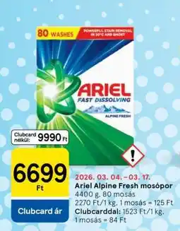 Tesco Ariel Alpine Fresh mosópor ajánlat