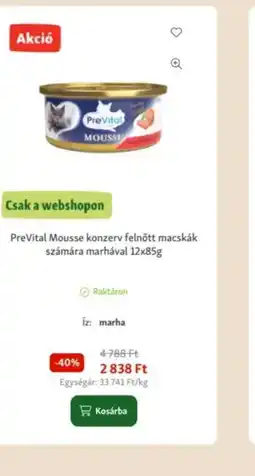 Fressnapf PreVital Mousse konzerv ajánlat
