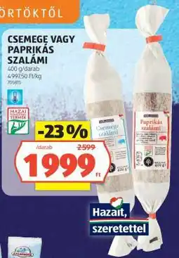ALDI Csemege- vagy Paprikás Szalámi ajánlat