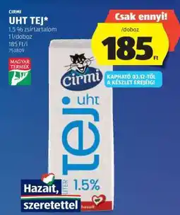 ALDI Cirmi UHT tej ajánlat