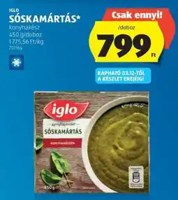ALDI Iglo sóska mártás ajánlat