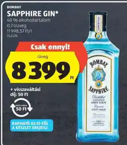 ALDI Bombay Sapphire gin ajánlat