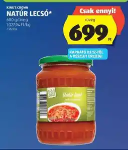 ALDI King's Crown Natúr Lecsó ajánlat