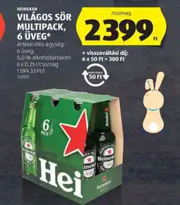 ALDI HEINEKEN VILÁGOS SÖR MULTIPACK, 6 ÜVEG ajánlat