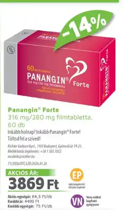 Alma Gyógyszertárak Panangin® Forte filmtabletta ajánlat