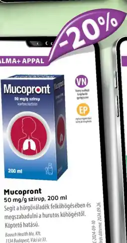 Alma Gyógyszertárak Mucopront szirup ajánlat