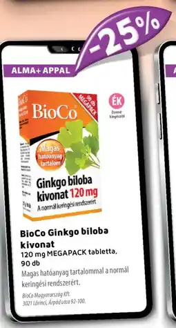 Alma Gyógyszertárak BioCo Ginkgo biloba kivonat ajánlat