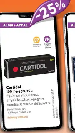 Alma Gyógyszertárak Cartidol gél ajánlat