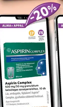 Alma Gyógyszertárak ASPIRIN Complex granulátum ajánlat