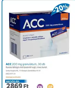 Alma Gyógyszertárak ACC 200 mg granulátum ajánlat