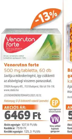 Alma Gyógyszertárak Venoruton forte tabletta ajánlat