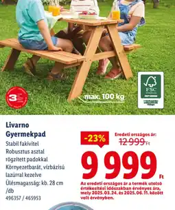 Lidl Livarno Gyermekpad ajánlat