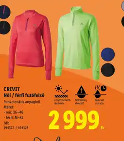 Lidl CRIVIT Női / férfi futfelső ajánlat