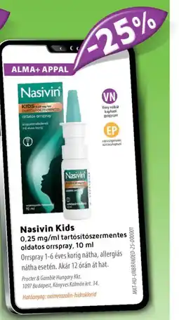 Alma Gyógyszertárak Nasivin Kids orrspray ajánlat