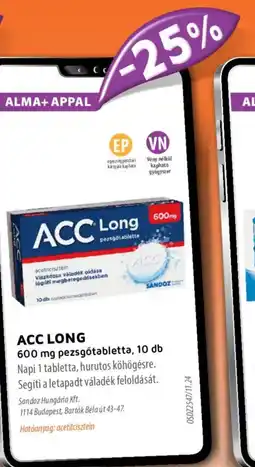 Alma Gyógyszertárak ACC Long pezsgőtabletta ajánlat