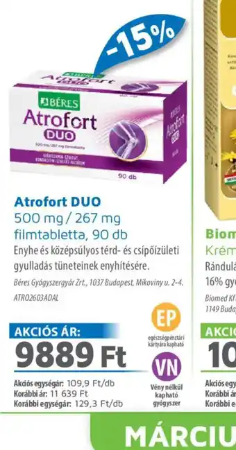Alma Gyógyszertárak BÉRES Atrofort DUO ajánlat