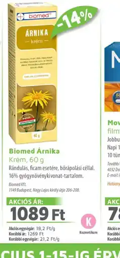 Alma Gyógyszertárak Biomed Árnika Krém ajánlat