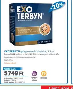 Alma Gyógyszertárak EXO TERBYN gygyszeres körömlakk ajánlat