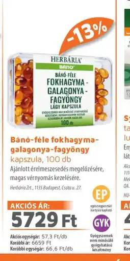 Alma Gyógyszertárak HERBÁRIA Fokhagyma-galagonya kapszula ajánlat