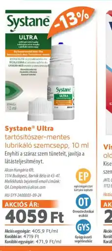 Alma Gyógyszertárak Systane Ultra szemcsepp ajánlat