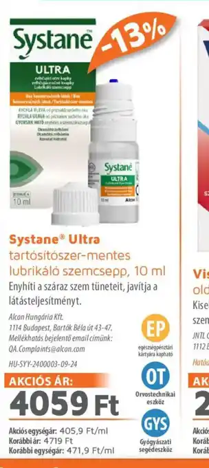 Alma Gyógyszertárak Systane Ultra szemcsepp ajánlat