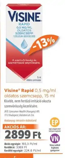 Alma Gyógyszertárak VISINE RAPID oldatos szemcsepp ajánlat