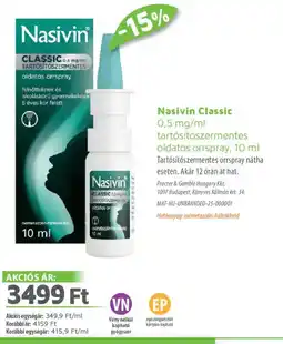 Alma Gyógyszertárak Nasivin Classic orrspray ajánlat