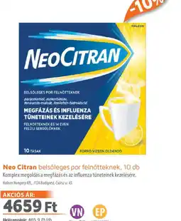 Alma Gyógyszertárak Neo Citran belsőleges por ajánlat