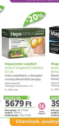 Alma Gyógyszertárak Hepacontur comfort étrend-kiegész 1026 Budapest65_202601_magnitő tabletta ajánlat