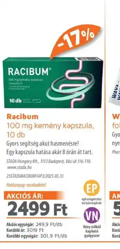 Alma Gyógyszertárak RACIBUM kemény kapszula ajánlat