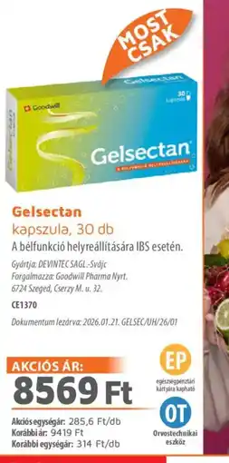 Alma Gyógyszertárak Gelsectan kapszula ajánlat