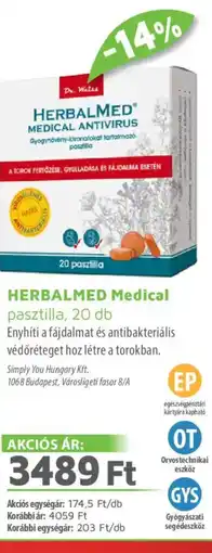 Alma Gyógyszertárak HERBALMED Medical pasztilla ajánlat