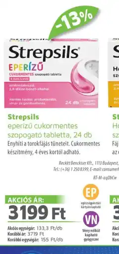 Alma Gyógyszertárak Strepsils eper EPzű tabletta ajánlat