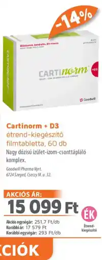 Alma Gyógyszertárak Cartinorm étrend-kiegészítő ajánlat