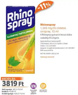 Alma Gyógyszertárak Rhinospray orrspray ajánlat