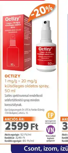 Alma Gyógyszertárak Octizy külsőleges oldatos spray ajánlat