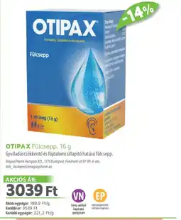 Alma Gyógyszertárak OTIPAX Fülcsepp ajánlat