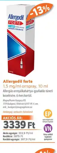 Alma Gyógyszertárak Allergodil forte orrspray ajánlat