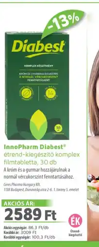 Alma Gyógyszertárak Diabest étrend-kiegészítő ajánlat