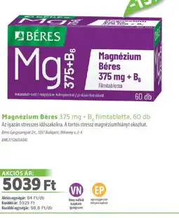 Alma Gyógyszertárak BÉRES Magnézium 375 mg + B6 ajánlat