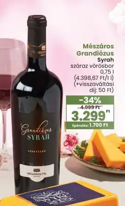 Spar Mészáros Grandizus Syrah vörösbor ajánlat
