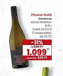 Spar Paulus Gold Generosa száraz fehérbor ajánlat