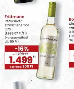 Spar Frittmann Irsai Olivér fehérbor ajánlat