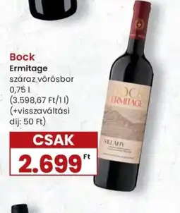 Spar Bock Ermitage száraz vörösbor ajánlat