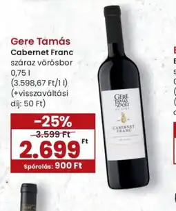 Spar Gere Tamás Cabernet Franc ajánlat