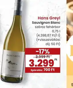 Spar Hans Greyl Sauvignon Blanc ajánlat