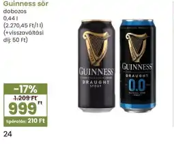 Spar Guinness sör dobozos ajánlat