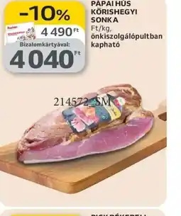 Auchan PÁPAI HÚS KŐRISHEGYI SONKA ajánlat